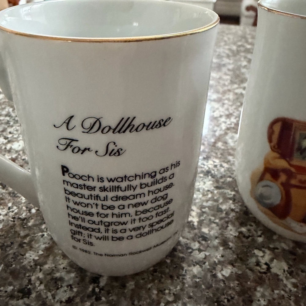 Norman Rockwell Colorful Illustrated Mug Set of 4 date 1982 - Picture 5 of 9